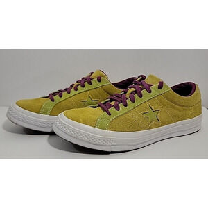 Converse One Star OX Suede Low Apple Green Purple Men's 8 Women's 10 EUC Yellow